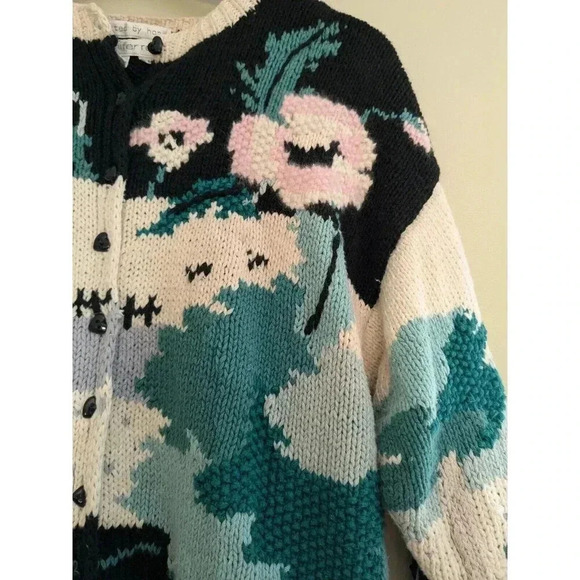 Vintage Women's Handknit Cottage Core Button Down Cardigan Sweater Medium - Picture 10 of 10